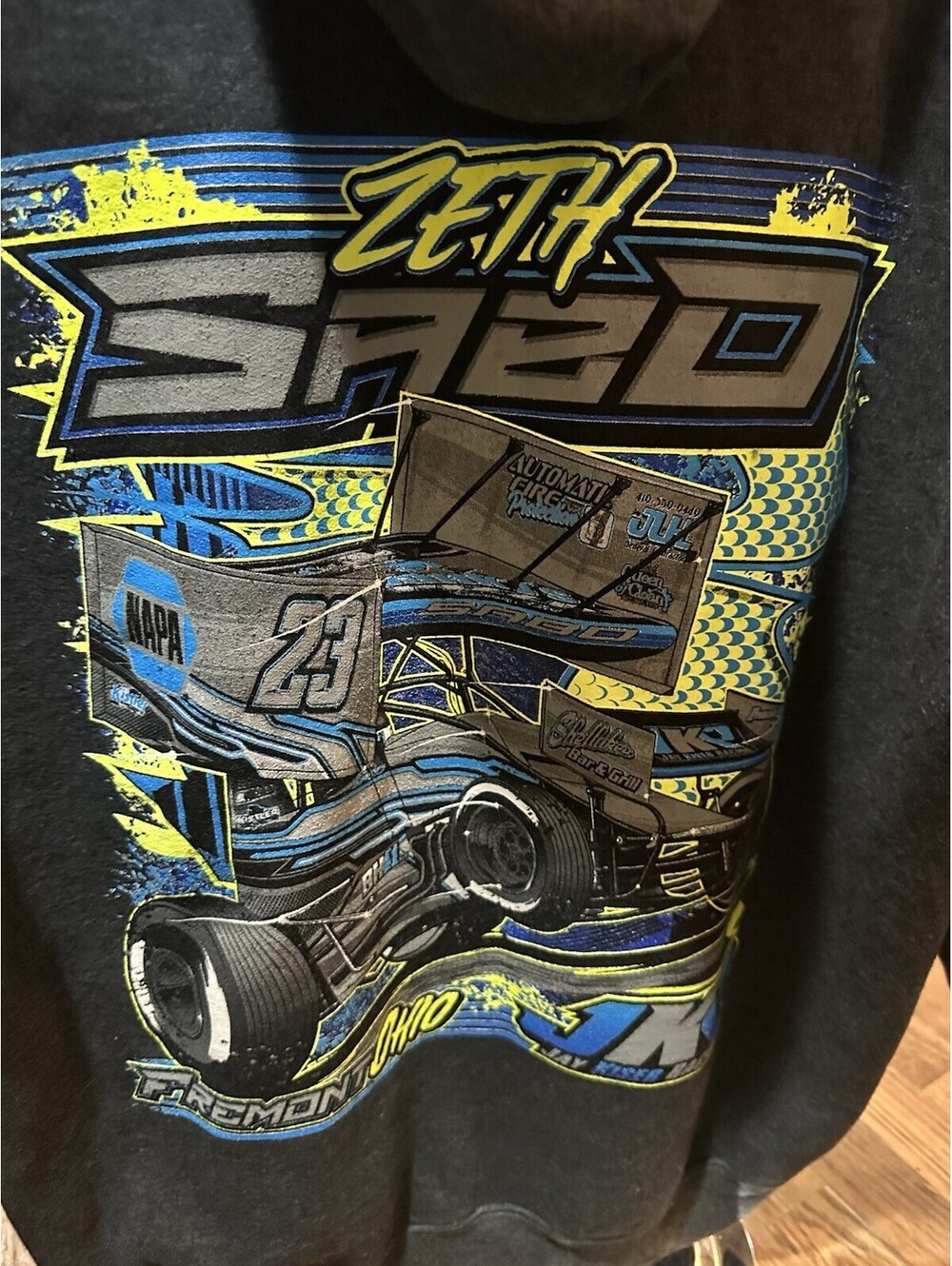 Jay Kiser Racing Hoodie Mens Large Full Zip Dirt Track Sprint Car Graphic